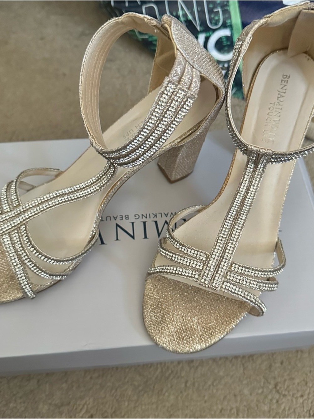 Rhinestone Open Toed Heels